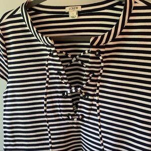 J. Crew Structured Navy Stripe Dress